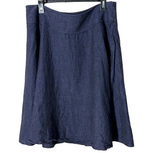 Talbots 100% linen Skater Navy  Skirt. Fully lined. Zips on side. Sz 14WP
